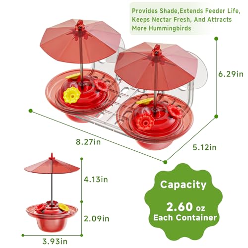 Window Hummingbird Feeder with Strong Suction Cups, Small Hummingbird Feeder for Window with Ant Moat, Bee-Proof Feeding Ports & Sun Shades, Easy to Refill and Clean for Up-Close Viewing Bird