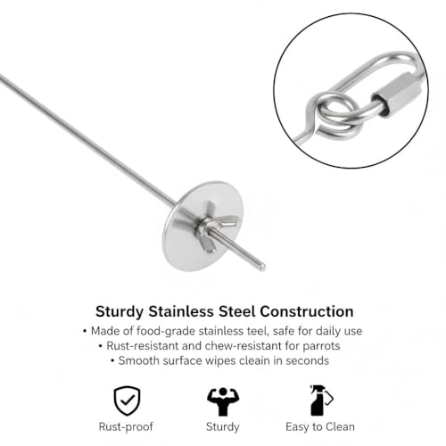 3P Stainless Steel Bird Cage Food Holder & Foraging Toy for Parakeets, Budgies, Macaws - Fruit & Vegetable Skewer Feeder