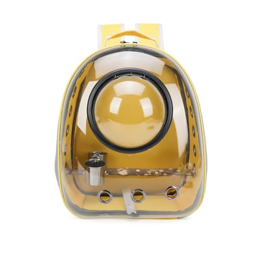 Transparent Parrot Backpack: Wooden Perch, Shoulder Strap, Breathable. Ideal for outings with Parrots, Magpies, & Birds. Comfortable & Spacious. (Yellow-2) - color: Yellow-2
