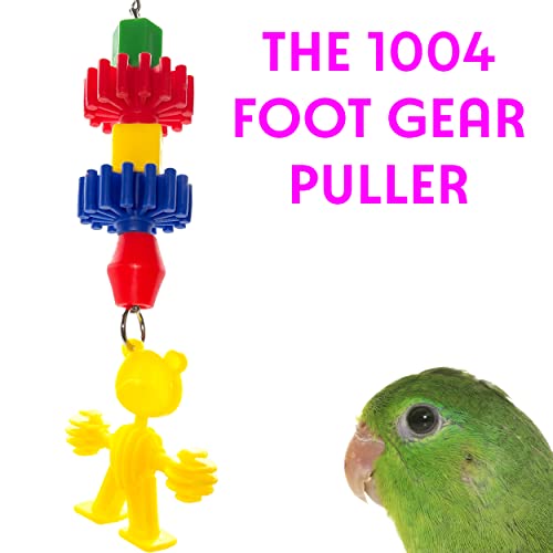 1004 Foot Gear Puller by M&M - Colorful Handmade Interactive Hanging Toy, Smooth Plastic Parts, Fun Manimal Figure, Easy to Grab for Beaks and Feet, Excellent for Small Size Pets