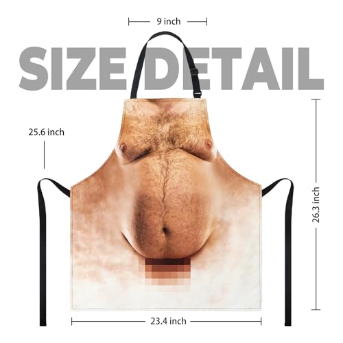Funny Men Cooking Grilling Aprons Belly BBQ Funny Gag Gifts for Christmas, White Elephant Gift Exchange - color: Red