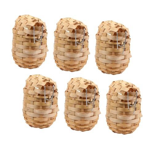 SUPVOX 6pcs Handmade Bamboo Bird Nest Finch Bird Nests for Cages Bird House for Balcony Bird House for Warm Shelter Garden Hand Woven Art Crafts Natural Bird's Nest