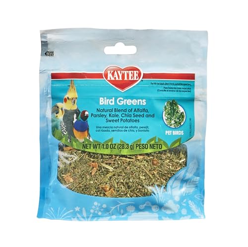 Kaytee Bird Greens Bird Treats for Pet Birds, 1 oz | Healthy foraging. Natural parrot treats. Kale and chia seed, for parakeet and cockatiel - size: 1 Ounce (Pack of 1)