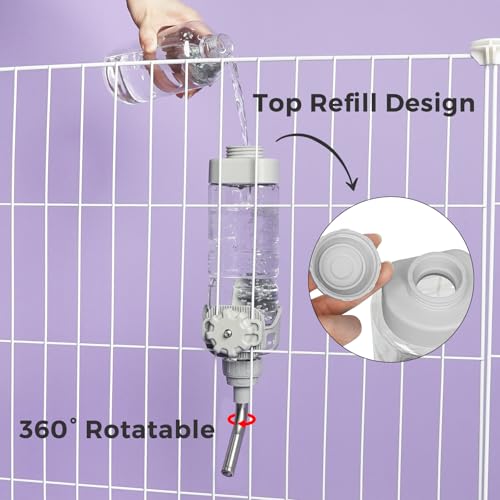 Vannon Dog Crate Water Bottle, 20oz Top-Fill Pet Water Dispenser, Grey | kennel water bottle helps keep pets hydrated longer with fewer refills and easy daily care. - color: Grey, size: 20oz