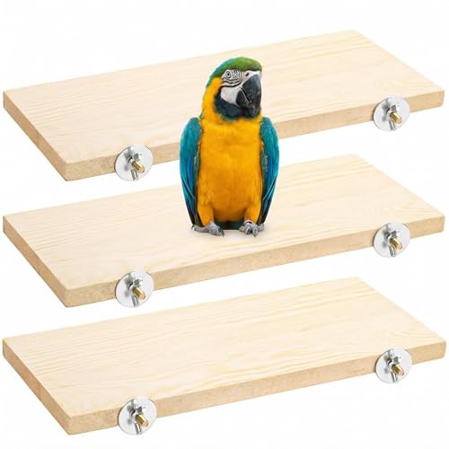 Bird Perch, 3 Pack Bird Playground Woodern Hamster Platform, Cage Accessories for Chinchilla, Parrot, Ferret, Rat, Budgie, Cockatie, Guinea Pig (3*Rectangle) - color: 3*Rectangle