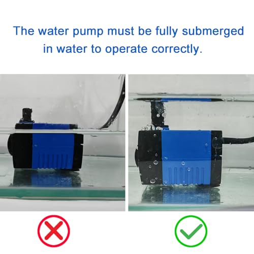 AQUANEAT Small Fountain Pump, 80 GPH Mini Submersible Water Pump with 3.3 ft Tubing, for Aquarium Fish Tank, Pet Water Fountain, Hydroponics, Pond Waterfall Filter Pump - size: 80 GPH