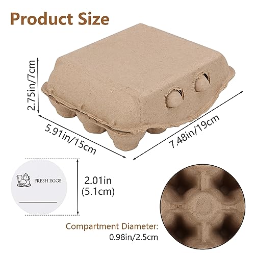 30 Pack Vintage Egg Cartons - Natural Pulp, Holds Twelve 12 Count Chicken Eggs, Sturdy Design Made from Recycled Cardboard
