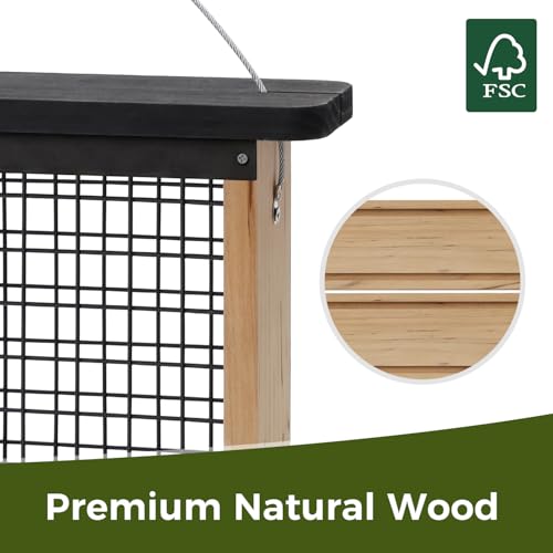 DIY Suet Bird Feeder for Outdoors, Hanging Woodpecker Feeder with Tail-Prop Design, Wooden Wild Bird Feeder for Suet Cakes, Great for Woodpeckers, Chickadees & Nuthatches (Assembly Required)