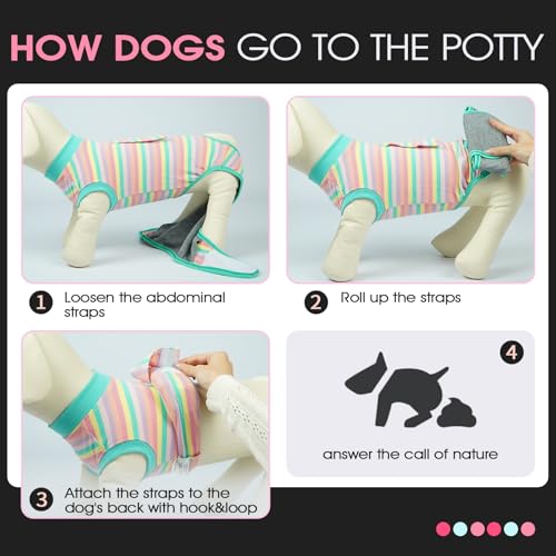 Recovery Suit for Dogs After Surgery,Soft Breathable Dog Bodysuit | E-Collar & Cone Alternative Surgical Suit,Male Female Dog Neuter Spay Suits Anti Licking Wounds Onesie Mint Green Stripes XS - color: Mint Green Stripes, size: Xs(back:8.3-11.4in,wt:4-7lb