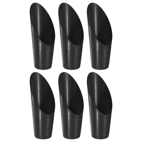 M METERXITY 6-Pack Bonsai Soil Scoops, Plastic Garden Soil Scoops Bucket Shovel Potting Scoopers for Transplanting/Flower Planting/Plant Succulent, Colorful Small Gardening Tools [Black] - color: Black