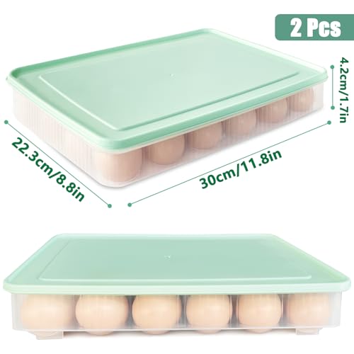 2PCS Deviled Egg Containers with Lid,Portable Storage Carrier Egg Holder,Stackable Plastic Egg Tray Carrier for Kitchen,Fridge,Keep Fresh,Easter(48 Eggs) - style: Green-48 eggs