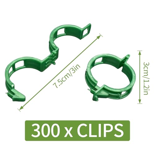 Piteno® 300Pcs Tomato Clips, Plastic Trellis Clips, Plant Support Clips, Grape Vine Tomato Vine Vegetables Plants Garden Support Clips to Grow Upright Makes Plants Healthier (Green) - color: Green