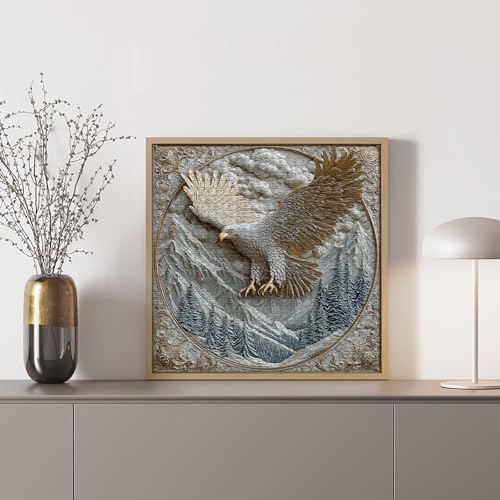 Carved Eagle Jigsaw Puzzle 1000 Pieces, Nature Bird Bald Eagle Puzzle Unique Art, Mountain Puzzle for Adults Animal White Forest - style: Carved Eagle Puzzles