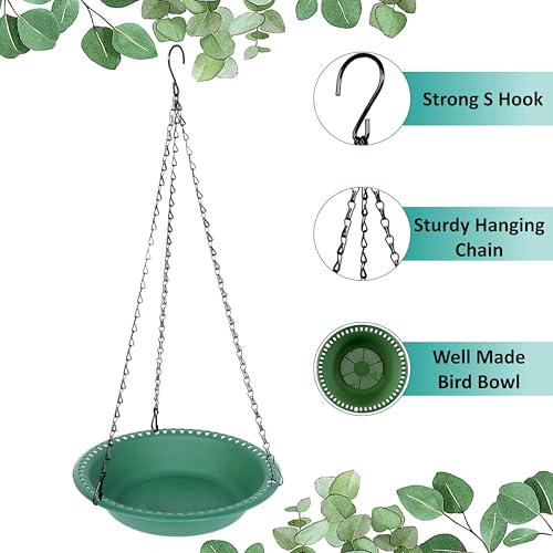 Hanging Bird Feeder Tray with Drainage Holes for Outside, Rugged Recycled Plastic Wild Bird Feeding Station (10 inch, Green) - color: Green, size: 10 inch