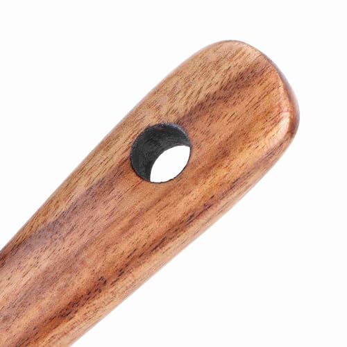 Fdit Teak Wood Spatula, Smooth One Piece Thin Edge Turner for Home Kitchen Solid Teak Natural Wood Nonstick Safe Cooking Utensil 10 Inch Hangable 1 Pack