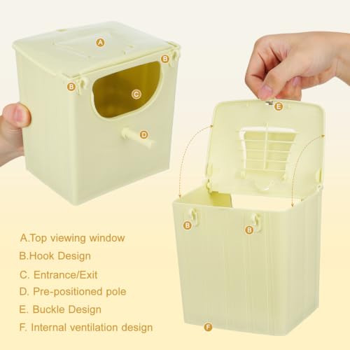 Zerodeko 4-Pack Bird Breeding Boxes Hanging Nesting Houses for Small Birds Finches Sparrows Parakeets Lovebirds with Easy Clean Design and Durable Construction 5.11X5.11X3.93 Inches