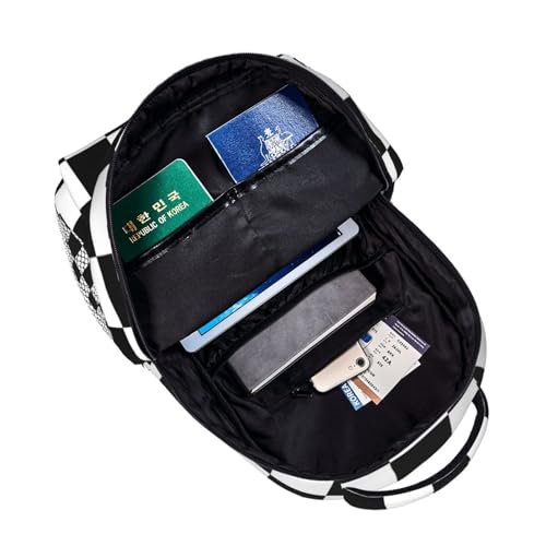Fiokroo Checkerboard Checkered Backpack School Bag For Students Teens Men Women Laptop Backpacks Travel Daypack Bag With Multiple Pockets - color: Checkered Backpack