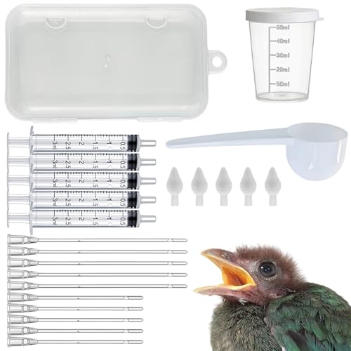 Baby Bird Feeding Syringe Kit,Hand Feeding Syringe for Birds,Pet Syringe Feeding Tool, Parrot Feeding Tubes Set for Small Baby Birds Pet Kittens (B) - color: B