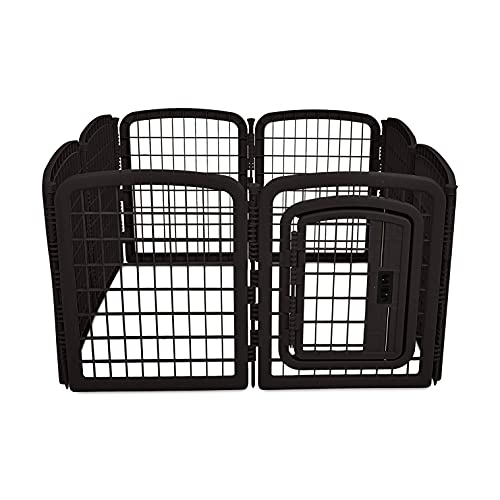 Amazon Basics 8-Panel Octagonal Plastic Pet Pen Fence Enclosure With Gate, 59 x 58 x 28 Inches, Black - color: Black, size: 28-Inch