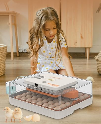 Egg Incubator for Hatching Eggs, Intelligent 56 Eggs Incubator with Temperature & Humidity Control, Automatic Egg Turning, Hatch Days & Egg Candler, Adjustable