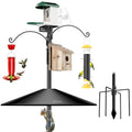 iBorn Smart Bird Feeder Pole with Squirrel Baffle, 63" Camera Bird Feeder Birdhouse Pole & 19.5”Oversized Baffle, Mounting Kit for Camera Feeder Stand for Outside+2Hooks(Feeders NOT Included) - size: Camera Bird Feeder Pole+2 Hooks+19.5" Baffle