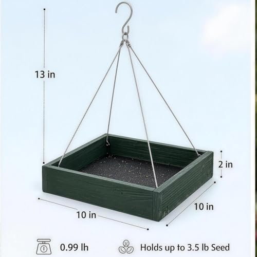 Hanging Platform Bird Feeder, 3.5 lbs Large Capacity Bird Feeder for Outdoors