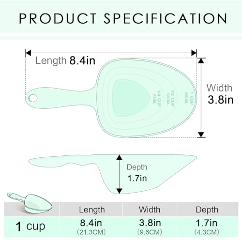 Melamine Pet Food Measuring Scoop, 1 Cup 1/2 Cup 1/4 Cup with Clear Measurement Lines for Dog, Cat, Bird, and Rabbit, Durable, Ergonomic Handle, Dishwasher safe-Orange & Baby Green - color: Orange,Baby Green