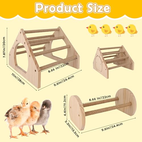 2P Wood Chick Perch Stand, Chick Roosting Bar for Brooder with Rope | Update Rope Pole, 100% Natural Material, 9 Roosting Bars, With Holes, Easy to Install, For Professional Farms, Coops & Home