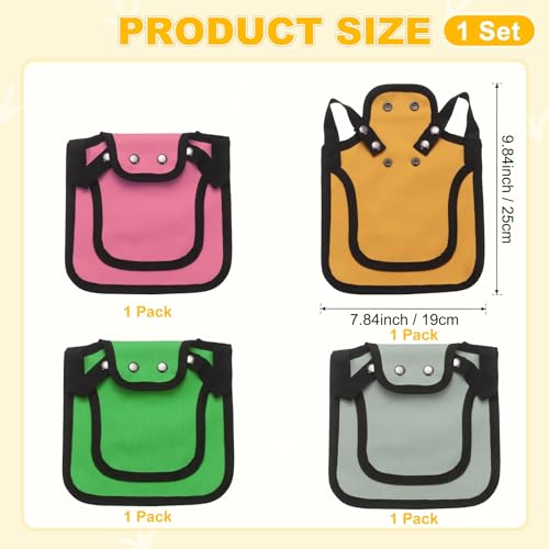 M METERXITY 4-Pack Chicken Saddle for Hens, 9.8 Inch Canvas Chicken Apron Back Protector with Adjustable Strap for Protecting Bird Back Feathers, Poultry Saver [Mixing 4 Styles A] - color: Magenta/Yellow/Grass Green/Gray