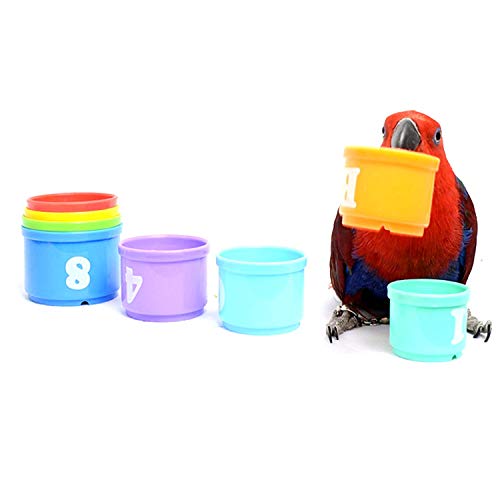 Hypeety Pet Bird Parrot Educational Stacking Cup Treat Toy Colorful Training Toy Intelligence Development Playing Training Toy for Macaw Budgies Parakeet Cockatoo - color: Stacking Cups