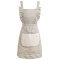 Cute Cotton Apron for Women, Adjustable Bib Cooking Kitchen Aprons with Pockets for BBQ Drawing Baking - color: Grey