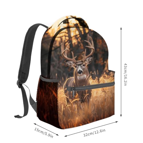 Cool Deer Backpack,Autumn Forest Polyester Backpacks,Lightweight Double Shoulder Back Pack for Kids Teens,Nature Retro Bookbag,School Bag Gifts,Casual Travel Daypack Book Packs - color: Deer