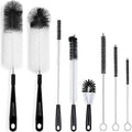 ALINK 8-Pack Bottle Cleaning Brush Set - Long Handle Black Bottle Cleaner for Washing Narrow Wine/Beer Bottles/Thermos/Flask Tumbler/Sport Well/Kettle/Lid Brush, Straw Brush - color: Black