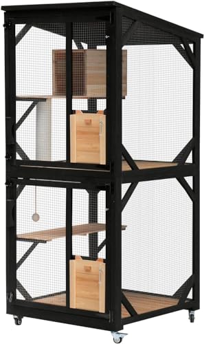 Cat Catio Cat House Outdoor Enclosure Window Large Outside Patio, 4 Wheels | Removable Floor, Scratching Post Sisal Ball Waterproof Roof