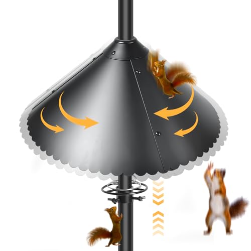 Metal Squirrel Baffle for Bird Feeder Pole, 19-Inch Chew Proof Guard | with Spring, Heavy Duty Pole Mount Squirrel Proof Baffle for Outdoor Garden Yard, Fits 0.5-1 Inch Poles, Protects Bird Food