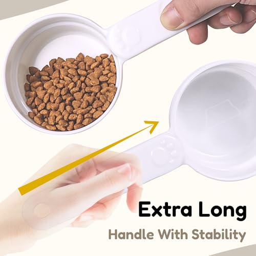 1 Cup Dog Food Scoop, Extra Long Handle Sturdy Melamine Pet Food Measuring Scoop with Clear Marking Lines, BPA-Free, Shatterproof, Dishwasher Safe (White, 1 Cup) - color: White, size: 1 Cup