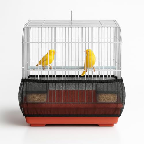 Universal Bird Cage Seed Catcher Universal Mesh Skirt Cover Stretchy Small Animal Cages Cover Pet Removable Durable Protector (Black, Small) - color: Black, size: Small
