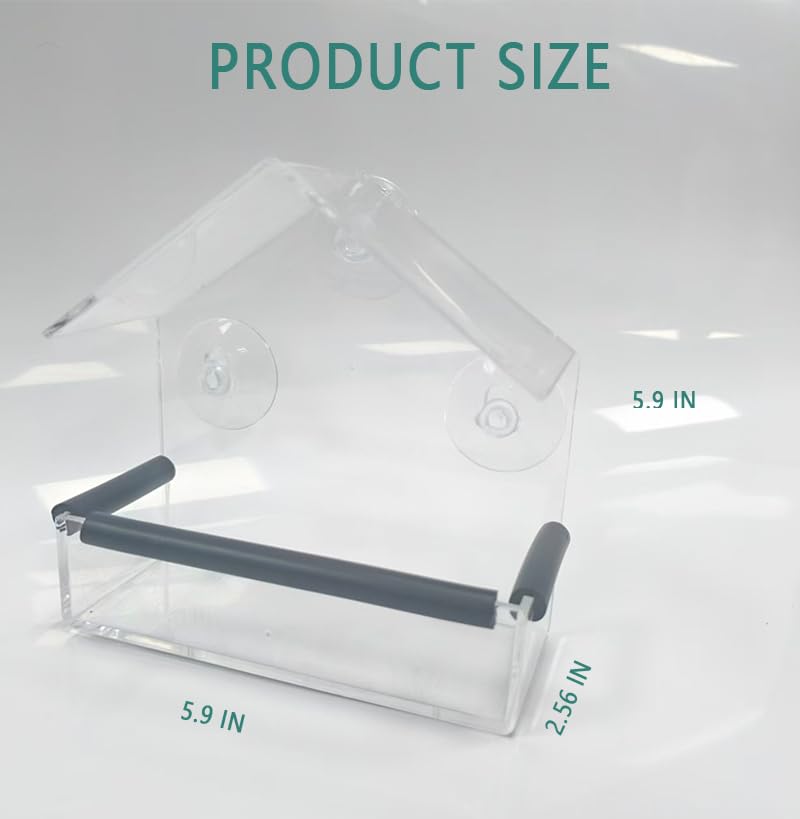 Window Bird Feeder with Strong Suction Cups (Small House) | Fixed Seed Tray, Transparent Acrylic Birdfeeder for Outdoor, for Wild & Pet Bird Watching Love - style: Small House