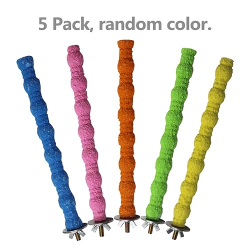 kathson 5 PCS Bird Perch Parrot Stand Cage Accessories Natural Wooden Stick Paw Grinding Rough-surfaced Chew Toy for Cockatiels,Cockatoo,Lorikeet,Conure,Parakeet (Random Color,6.29inch) - size: 5PCS,6.29inch