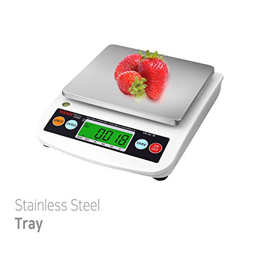 VisionTechShop VK-4C 0.1g Premium Food Kitchen Scale, Lb/Oz/Kg/g Switchable, Stainless Steel Plate Food Scale, LCD Display with Backlight, 10lb Max Capacity, 0.001lb Readability - size: VK-4C-10LB
