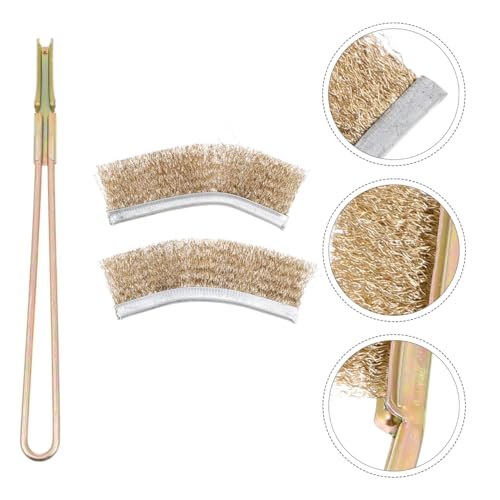 GANAZONO Bird Cage Cleaning Brush Wire Brush for Cleaning with Long Handle Narrow Cage Cleaner Set with 2 Heads for Birdcages and Feeder Cups Easy Water Rinse - size: 24X3X2CM