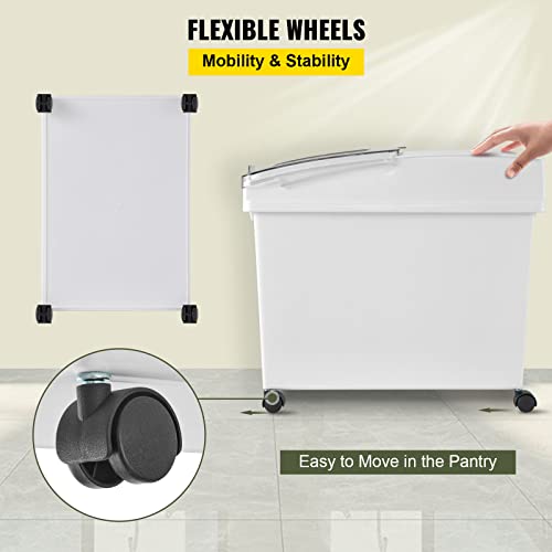 VEVOR Ingredient Bin, 10.5 Gallons Capacity Ingredient Storage Bin, PP Material Flour Bins On Wheels, White Shelf Ingredient Bin with Scoop and Sliding Lid, Commercial Storage Bins 3 Pcs/Set - size: 10.5 Gallon (3 Set)
