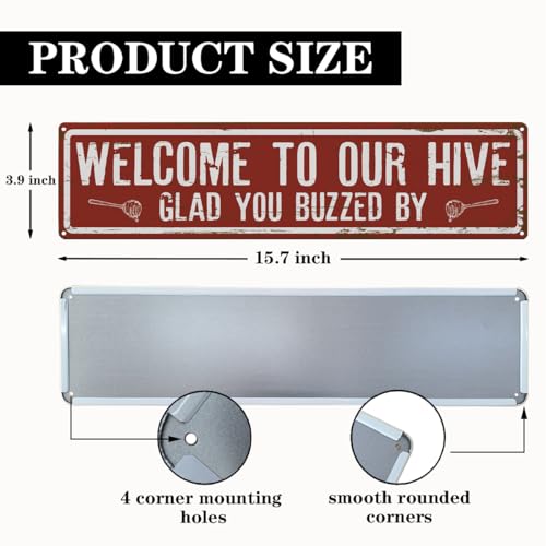 Rustic Apiary Signs, Honey Bee Trail Metal Sign, Welcome to our Hive Metal Signs, Retro Metal Tin Sign, Apis Keeper Decor, Backyard Farm Decor, Outdoor Bee Lover Gifts 15.8x4 Inch - color: Farmhouse 11