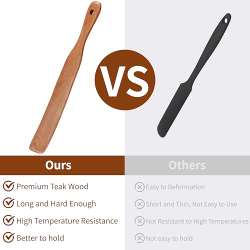 2Pcs Skinny Spurtle for Sourdough Starter, Sour Dough Tool, Wooden Spurtles | Reaching Bottom of Jars, Dough Whisk, Stirring, Mixing, Wood Spurtles, Kitchen Tools for Cookware, Gift for Sourdough Lovers - size: Skinny Spurtles