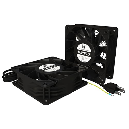 Network Cabinet Fan (2pc) for Server Rack Cooling - Tupavco TP1510 | Dual fan kit for 19in network cabinets - easy rackmount muffin fan for high performance cooling, 120mm/4in size