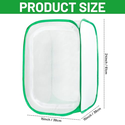24 Inch Outdoor Mesh Plant Enclosure, Popup Plant Protectors Mesh Covers for Pests, Bird and Pest Protection Guard Cage for Garden, Vegetables, Fruit, Flowers and Herbs, 15.7 x 15.7 x 23.6 Inches