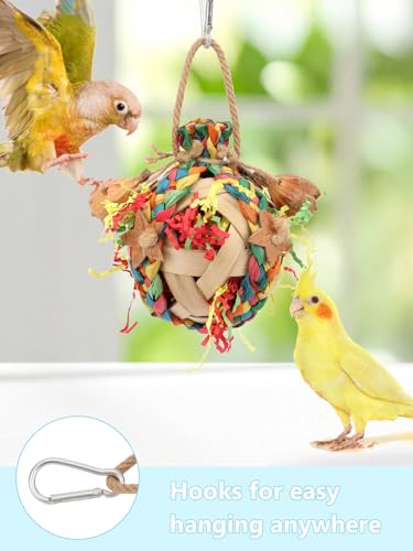 Wontee Bird Toys Colorful Shredding Crinkles Foraging Toys Natural Dried Fruits Chew for Cockatiels Conures Parakeets Budgies Senegal (1 Pack) - size: 1 Pack