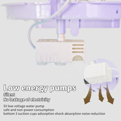 Automatic Bird Baths for Cage – Indoor Parakeet Bath with Pump, Bird Shower with 2 Modes Running Water, Bird Cage Accessory for Pet Birds Conure Budgies Cockatiels Lovebird (Purple) | Quiet auto pump with 4-layer filter & 4 refills Easy-clean clear tank o