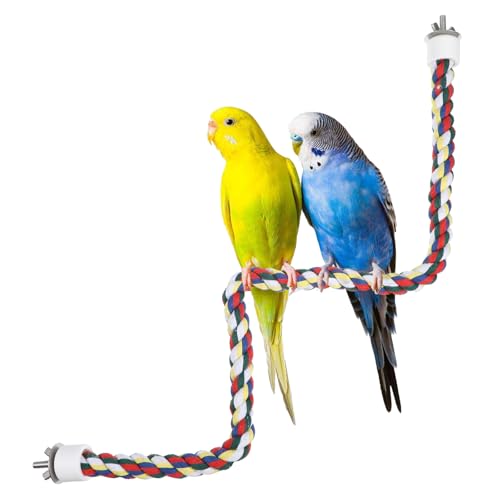 Bird Cotton Rope Perch, Bendable Bungee Climbing Swing for Birds, Colorful Fun Climbing Parakeet Rope Perch Toy for Parrots, Cockatiels, Parakeets, Budgie Cages Comfy Birds