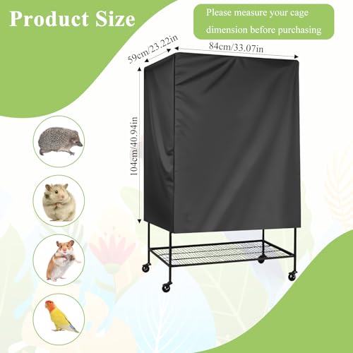 Bird Universal Pet Cage Cover, Pets Product Universal Birdcage Cover, Water-Proof Good Night Black-Out Birdcage Covers, for Parrot Parakeet Small Animal Sleeping, Black, 33L x 23W x 41H inches